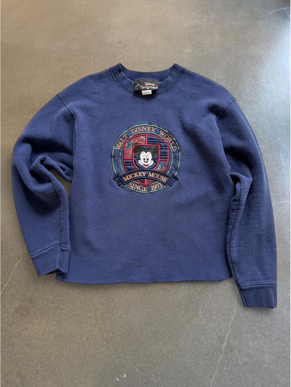 Vintage Disney Originals Walt Disney World Mickey Mouse Cropped Sweatshirt M